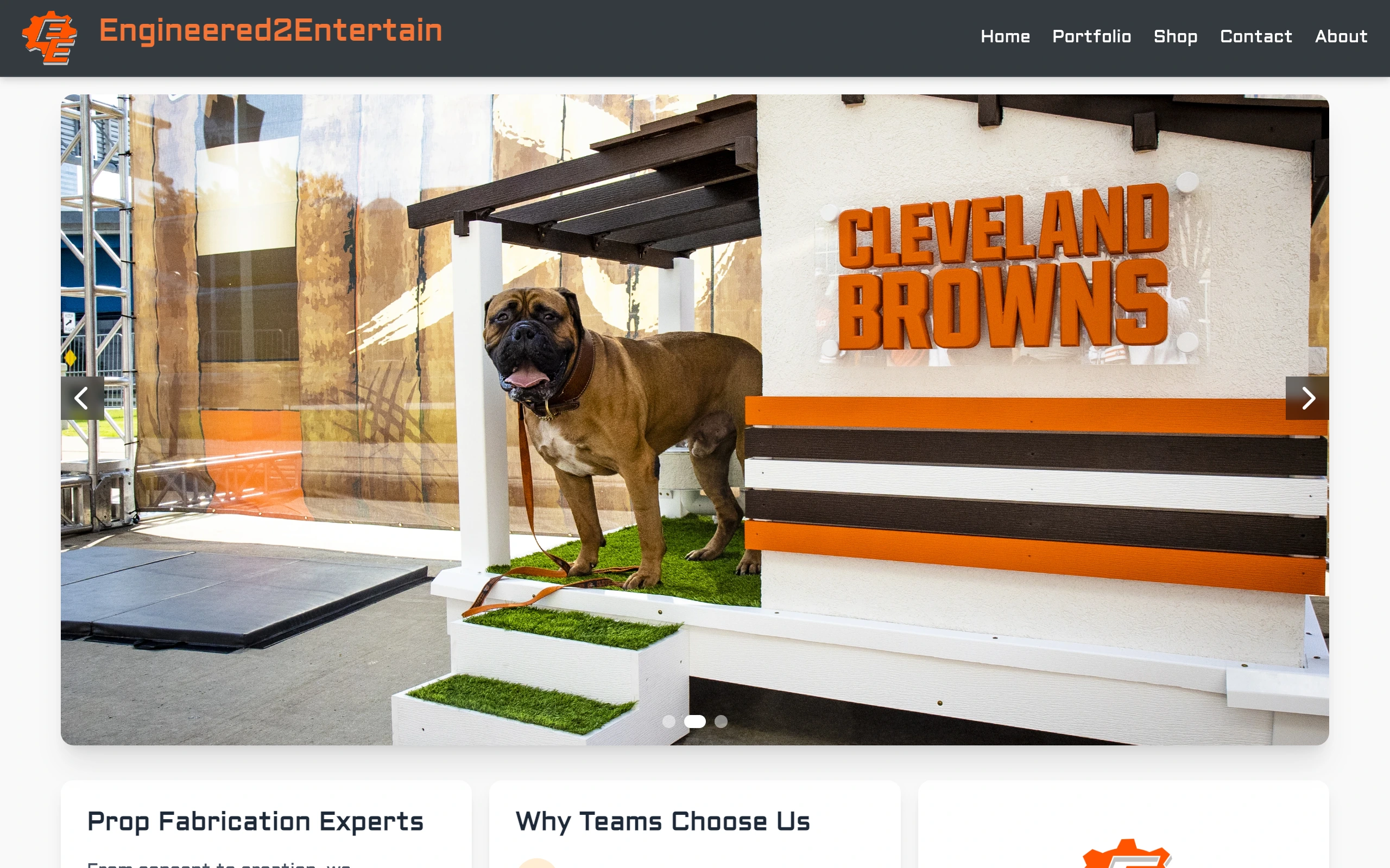 Engineered 2 Entertain website preview